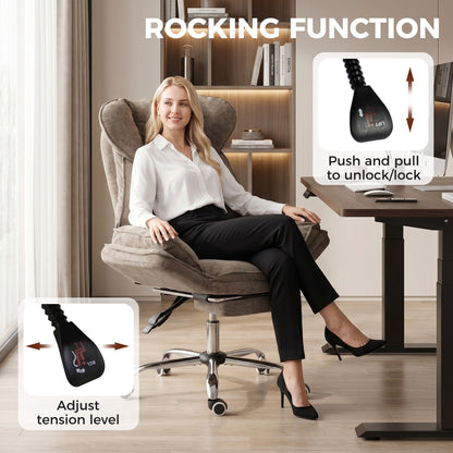 Chaise de bureau inclinable velours avec repose-pieds