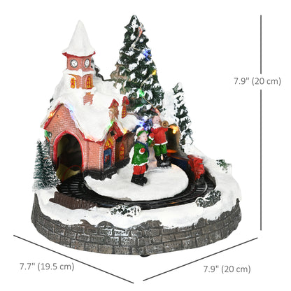 Décoration de village de Noël avec train rotatif et musique