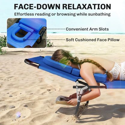 Chaise longue pliable avec trou visage 3 positions