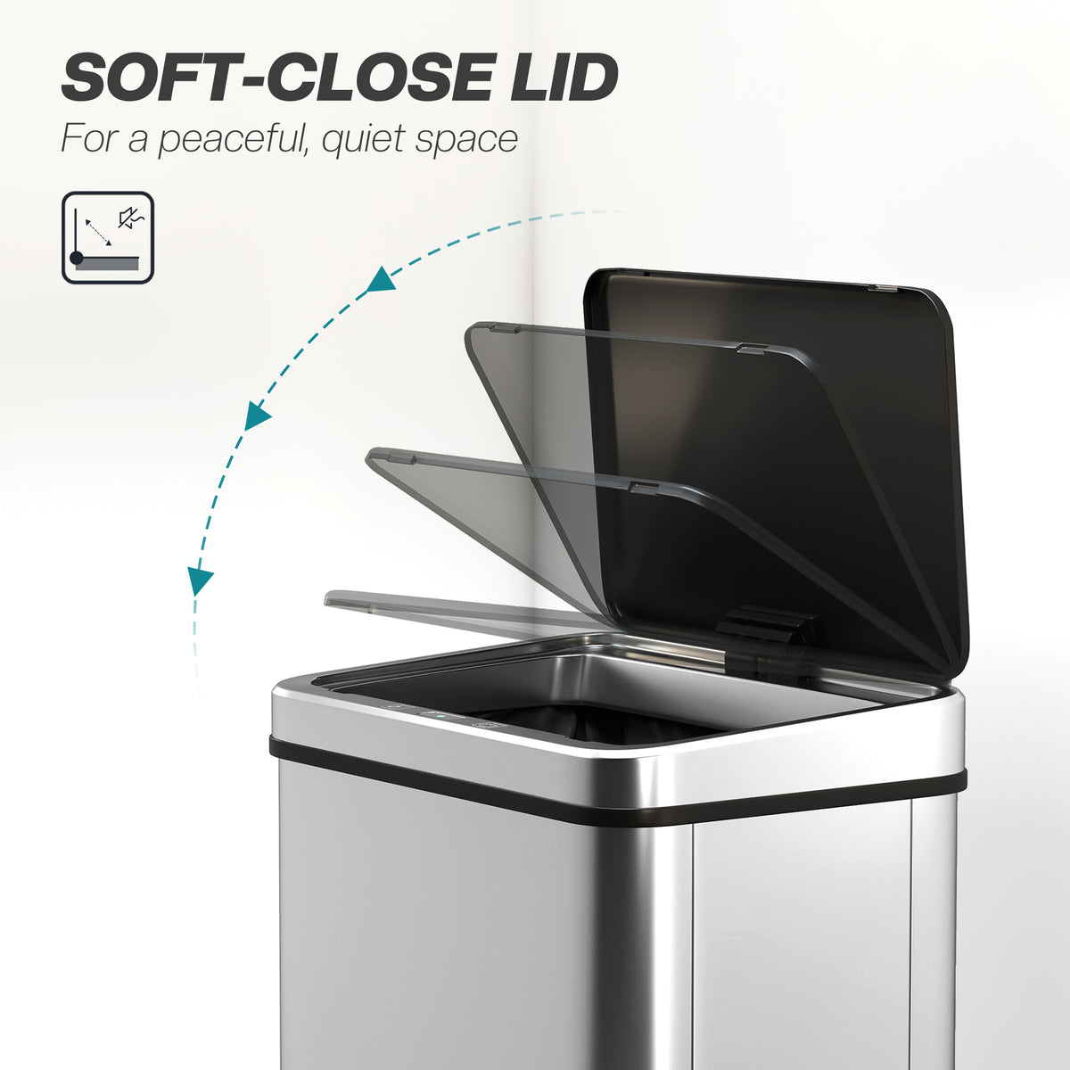 Poubelle automatique sans contact 40 L acier inoxydable