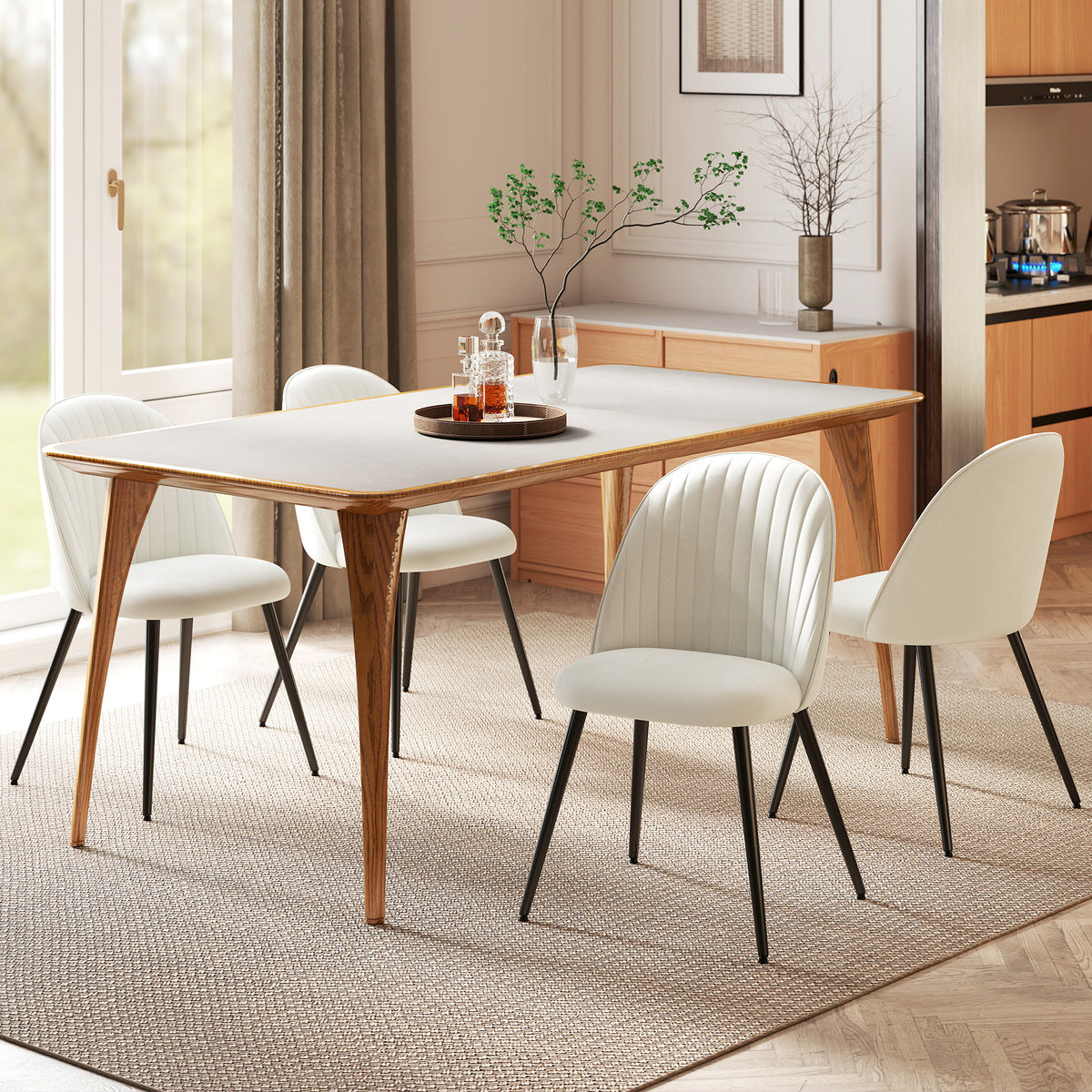 Ensemble 4 chaises de salle à manger velours