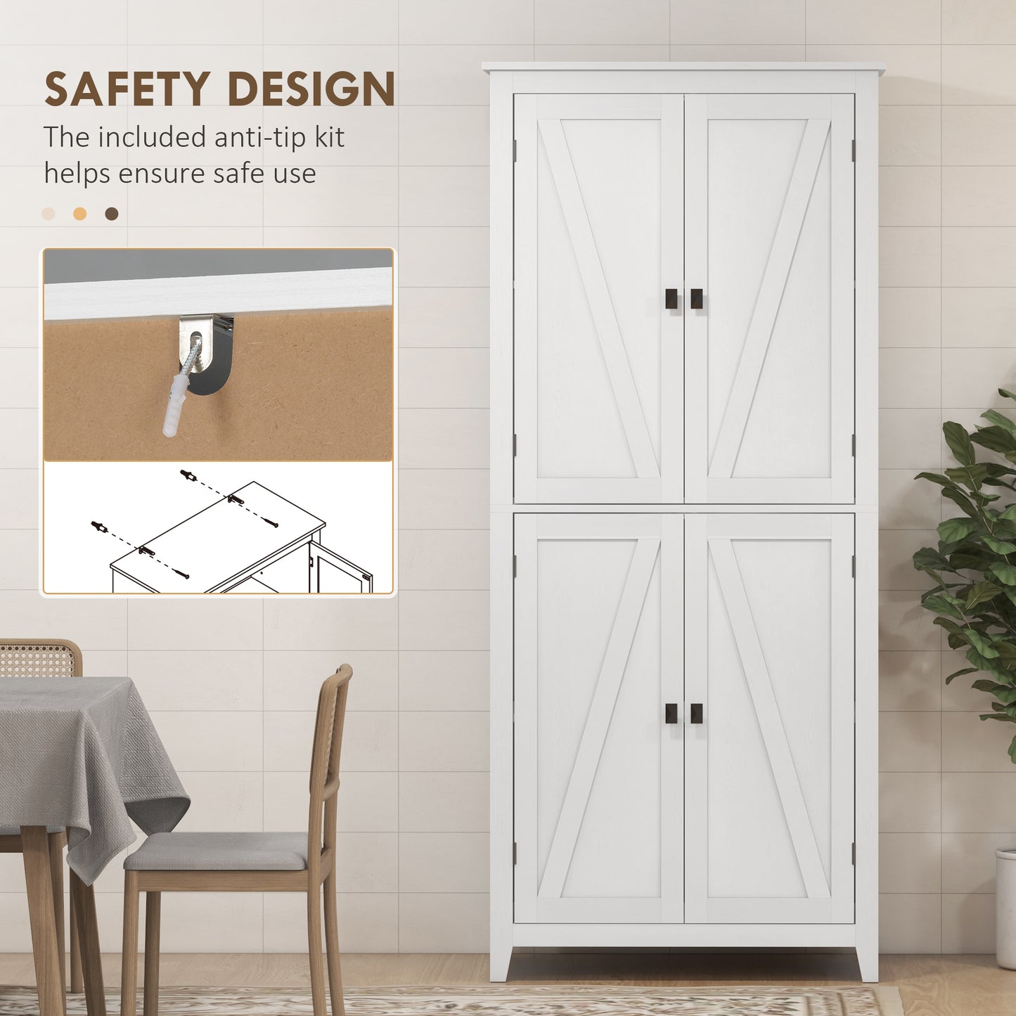 Armoire-garde-manger haute style grange 4 portes