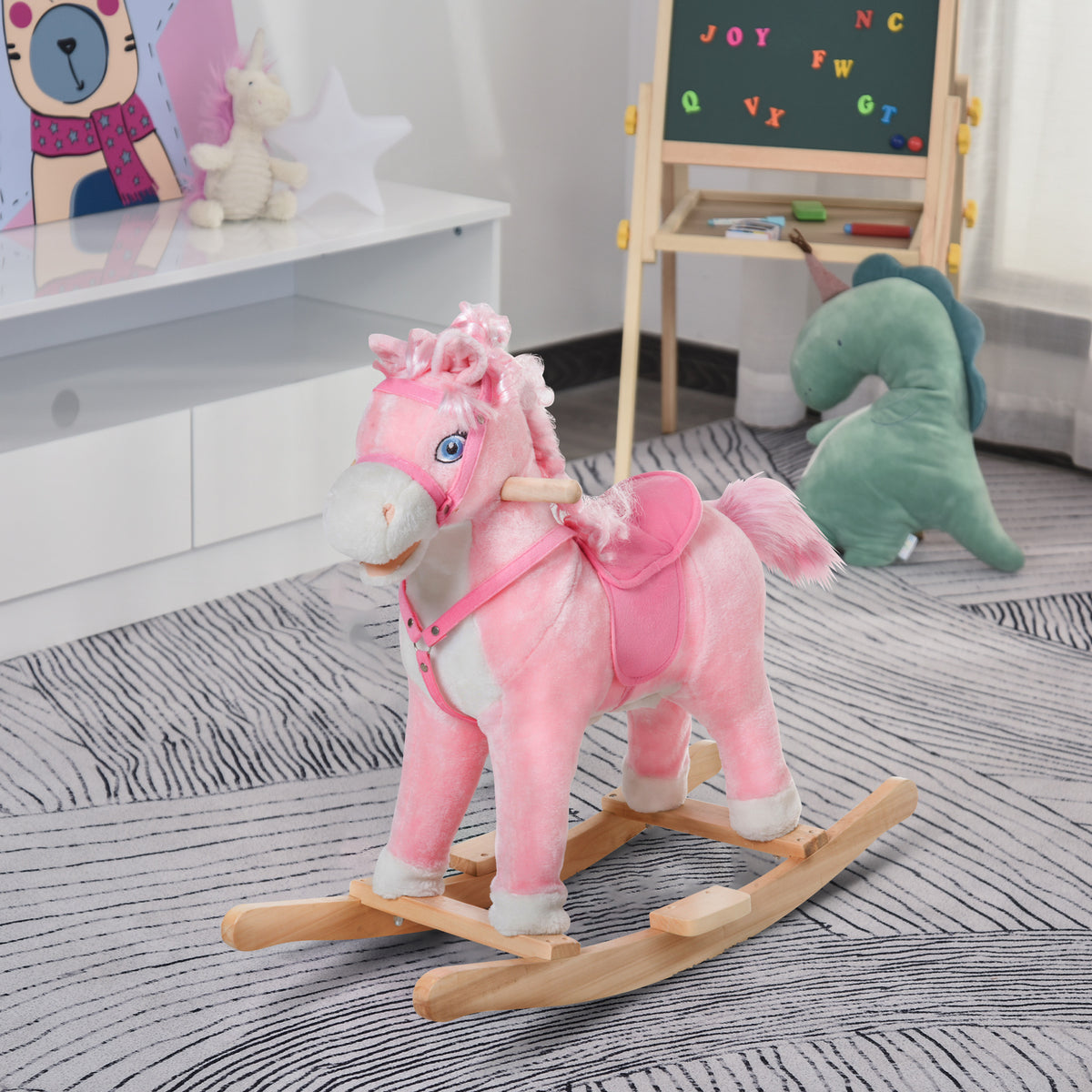 Cheval à bascule en peluche avec sons réalistes