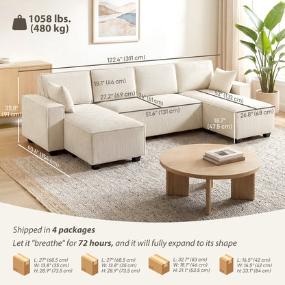 Canapé sectionnel modulaire en U avec doubles chaises