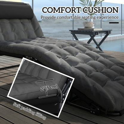 Chaise longue pliante 4 positions avec coussin