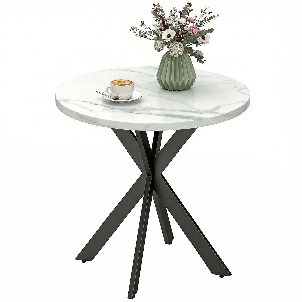 Table à manger ronde contemporaine 74 cm pieds croisés