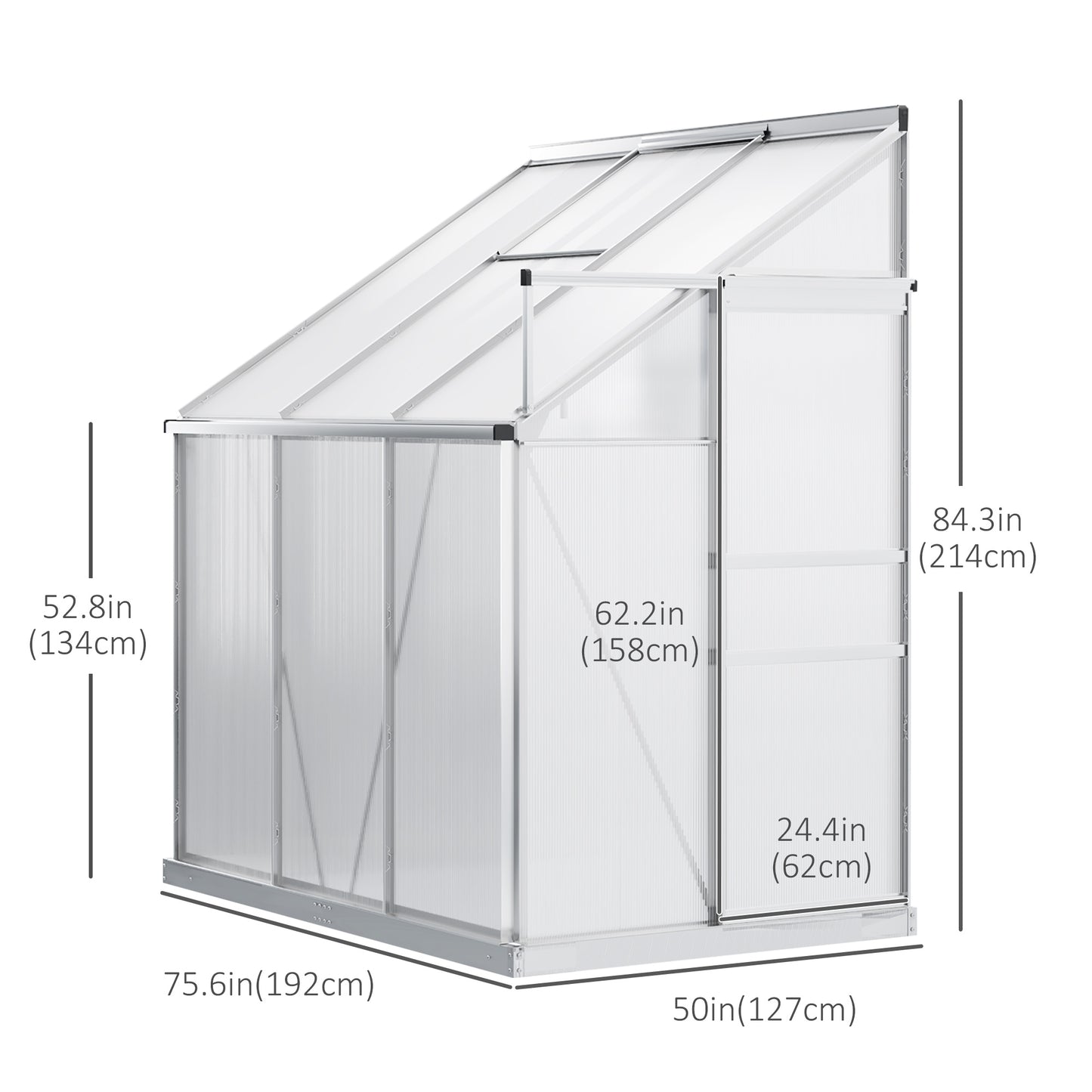 Serre adossée aluminium 183x122cm polycarbonate — Foncé