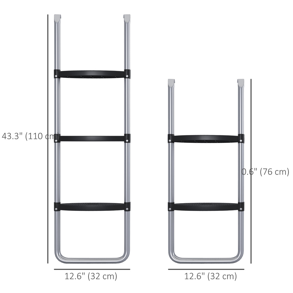 Échelle de trampoline ajustable 2/3 marches — acier galvanisé