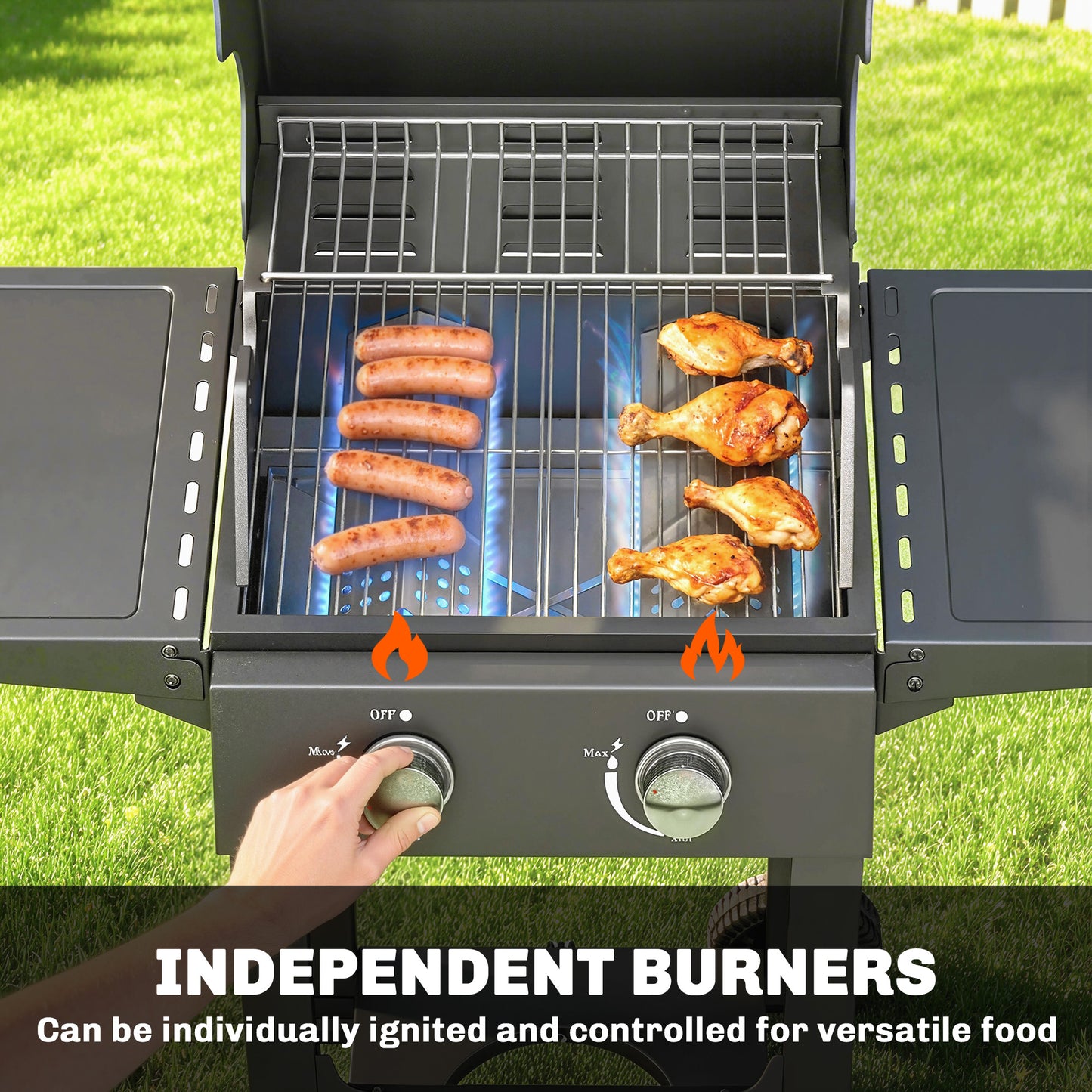Barbecue au Propane 2 Brûleurs avec Roues 18 400 BTU