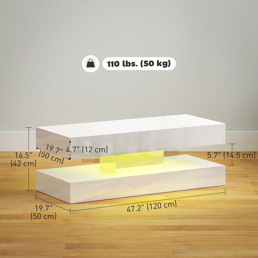 Table basse avec éclairage LED RGB ajustable