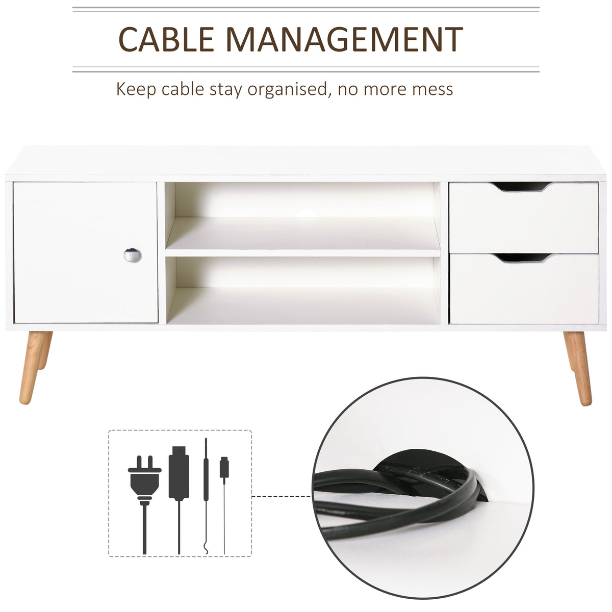 Meuble TV style scandinave pour téléviseurs de 127 cm max
