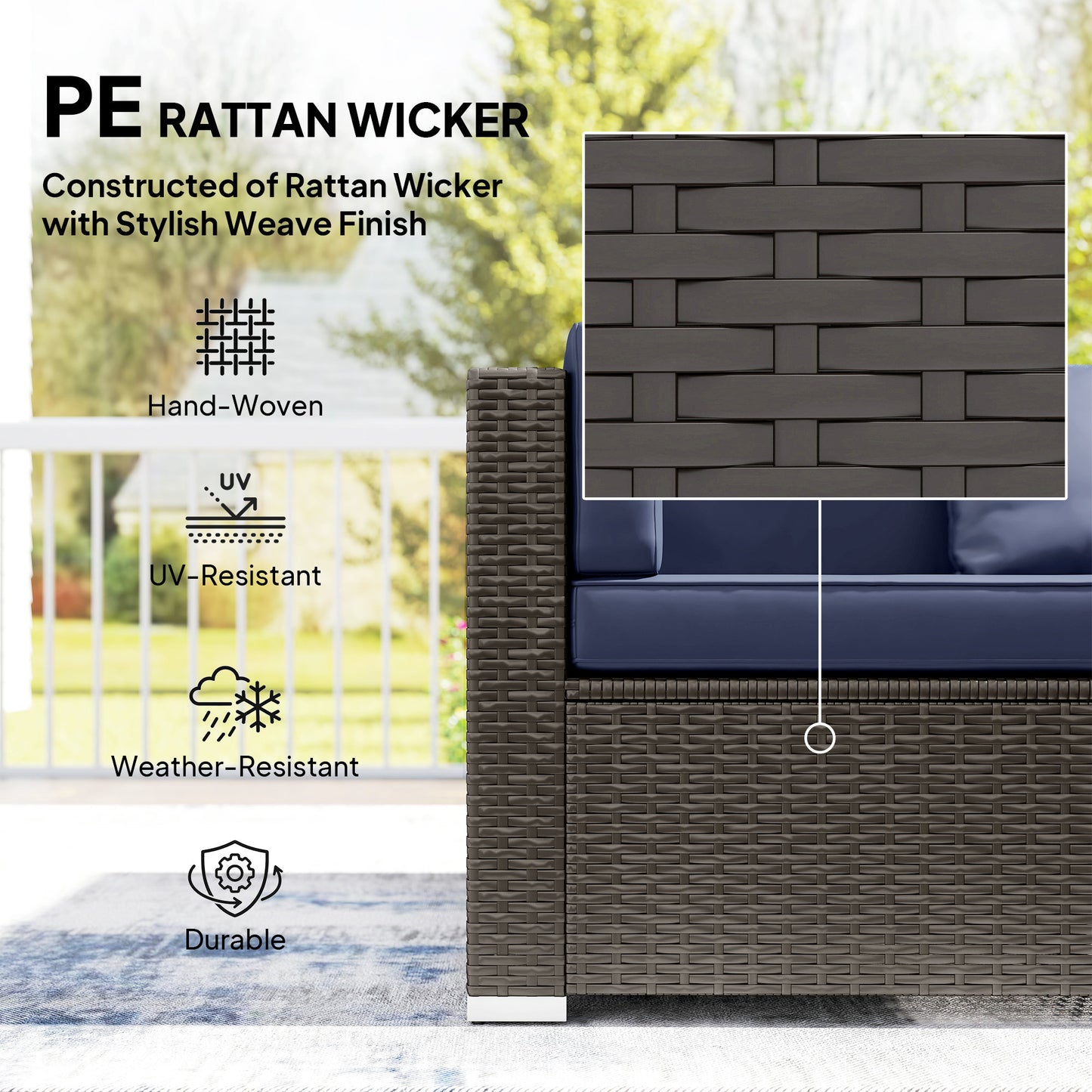 Ensemble de meubles de patio 7 pièces rotin modulaire