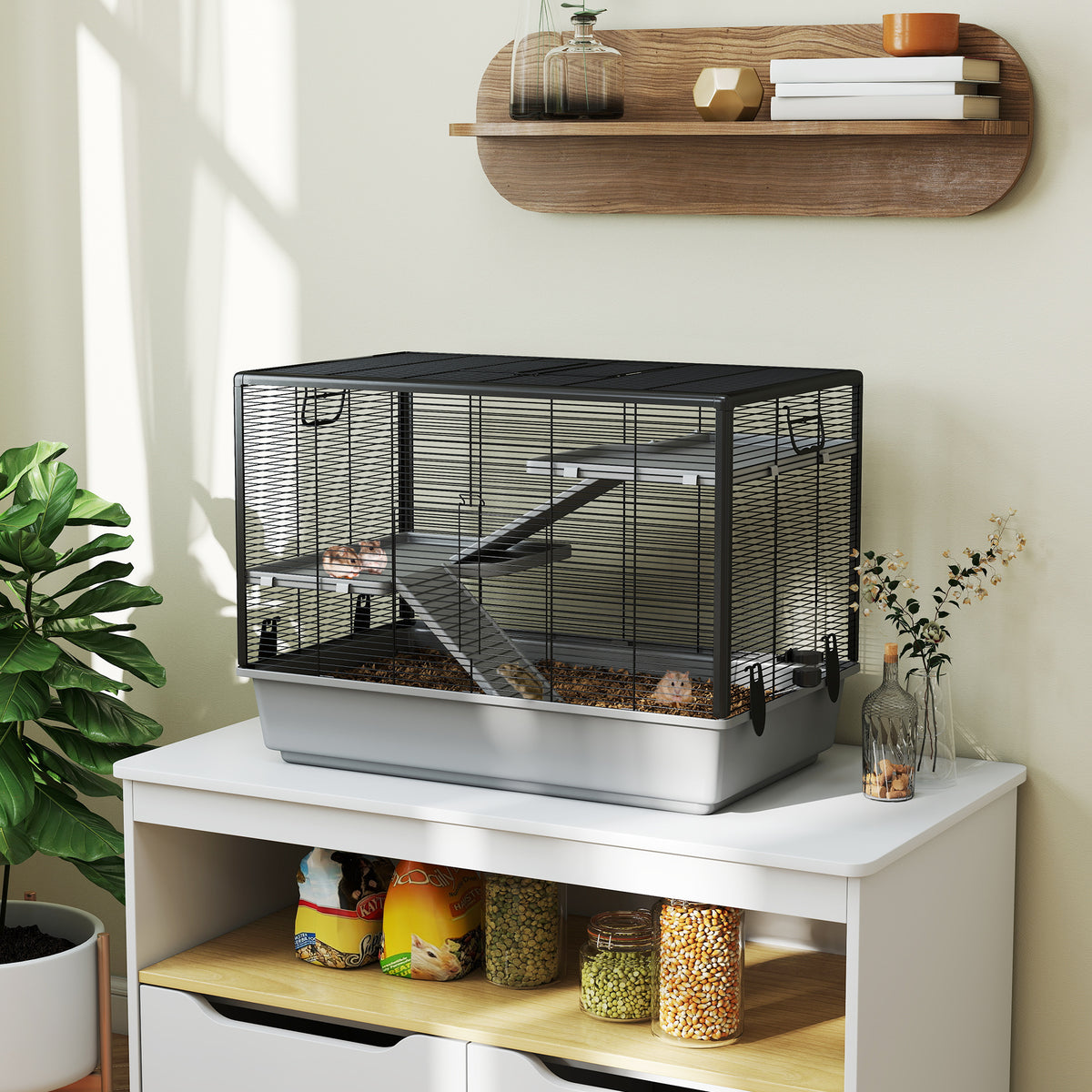 Cage à hamster à 3 niveaux pour petits animaux