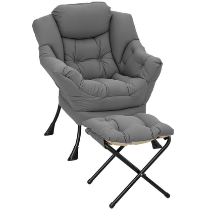 Chaise d'appoint capitonnée avec repose-pieds