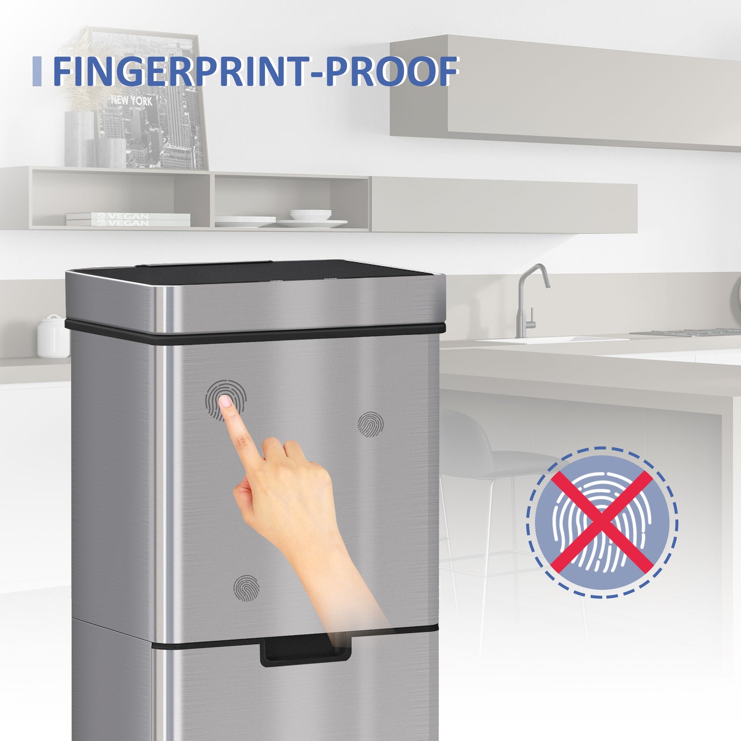 Poubelle à capteur 3 compartiments 72 L — Inox