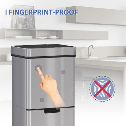 Poubelle à capteur 3 compartiments 72 L — Inox