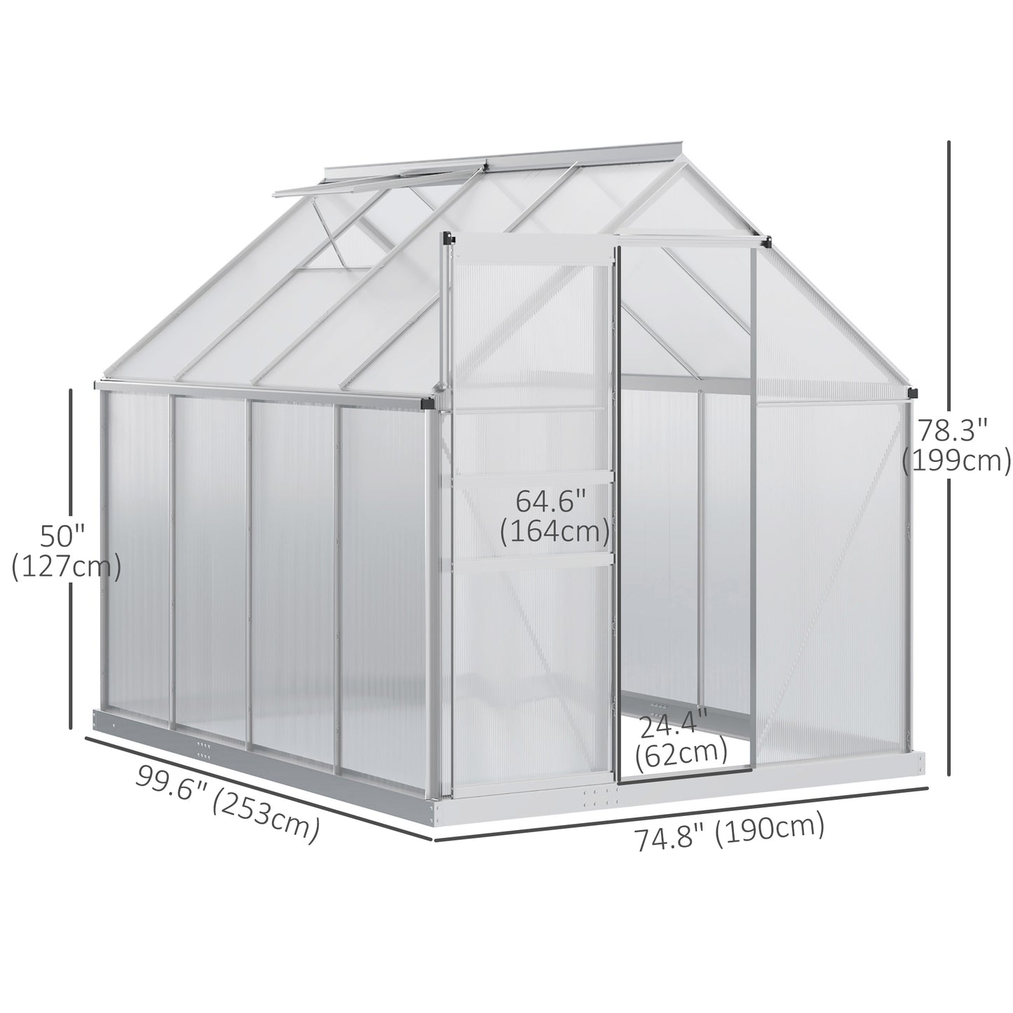 Serre de jardin polycarbonate 183 x 366 x 198 cm