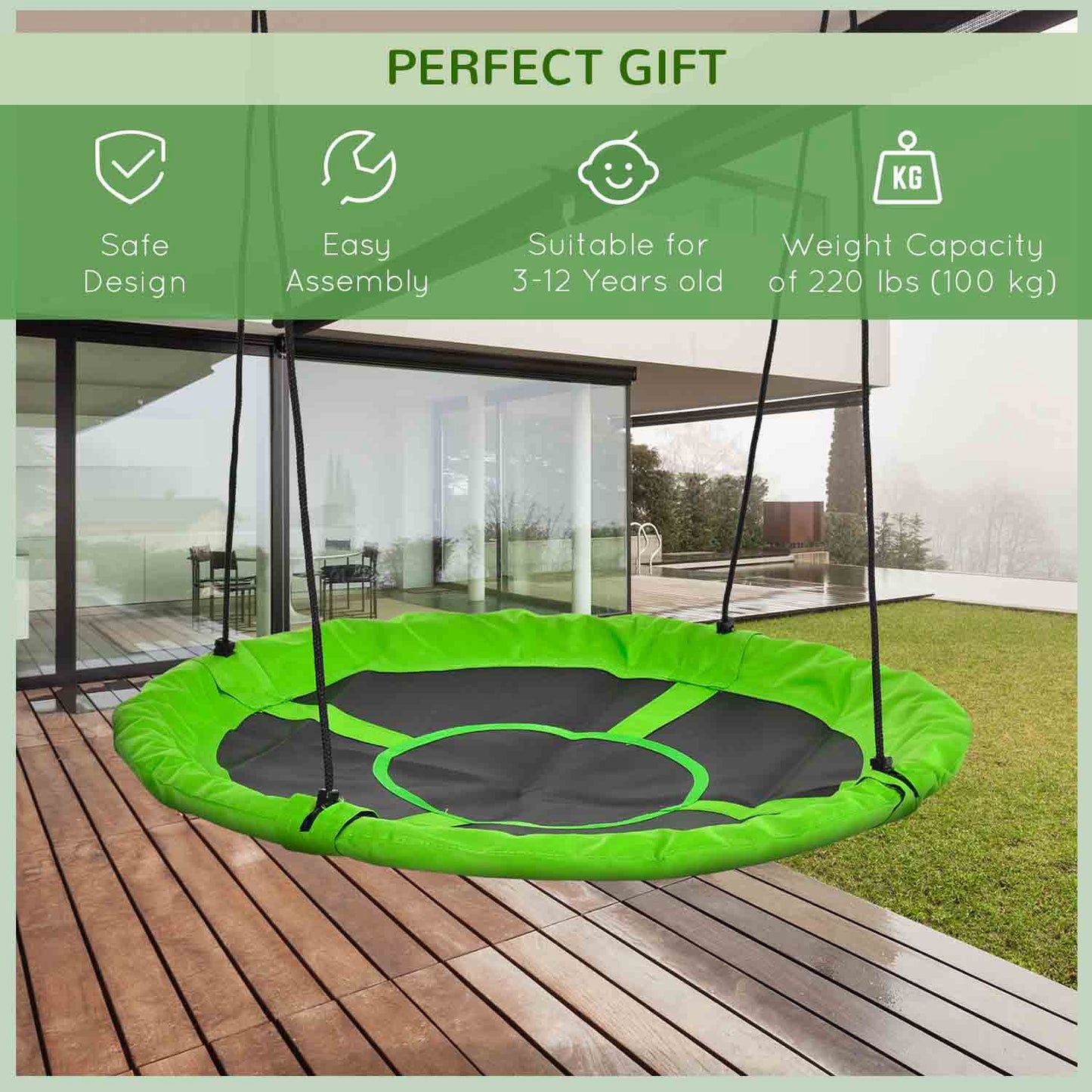 Balançoire soucoupe ronde pour enfants 110 cm