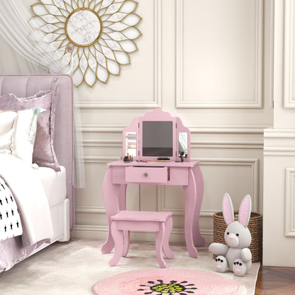 Coiffeuse enfant avec tabouret et miroirs pliants