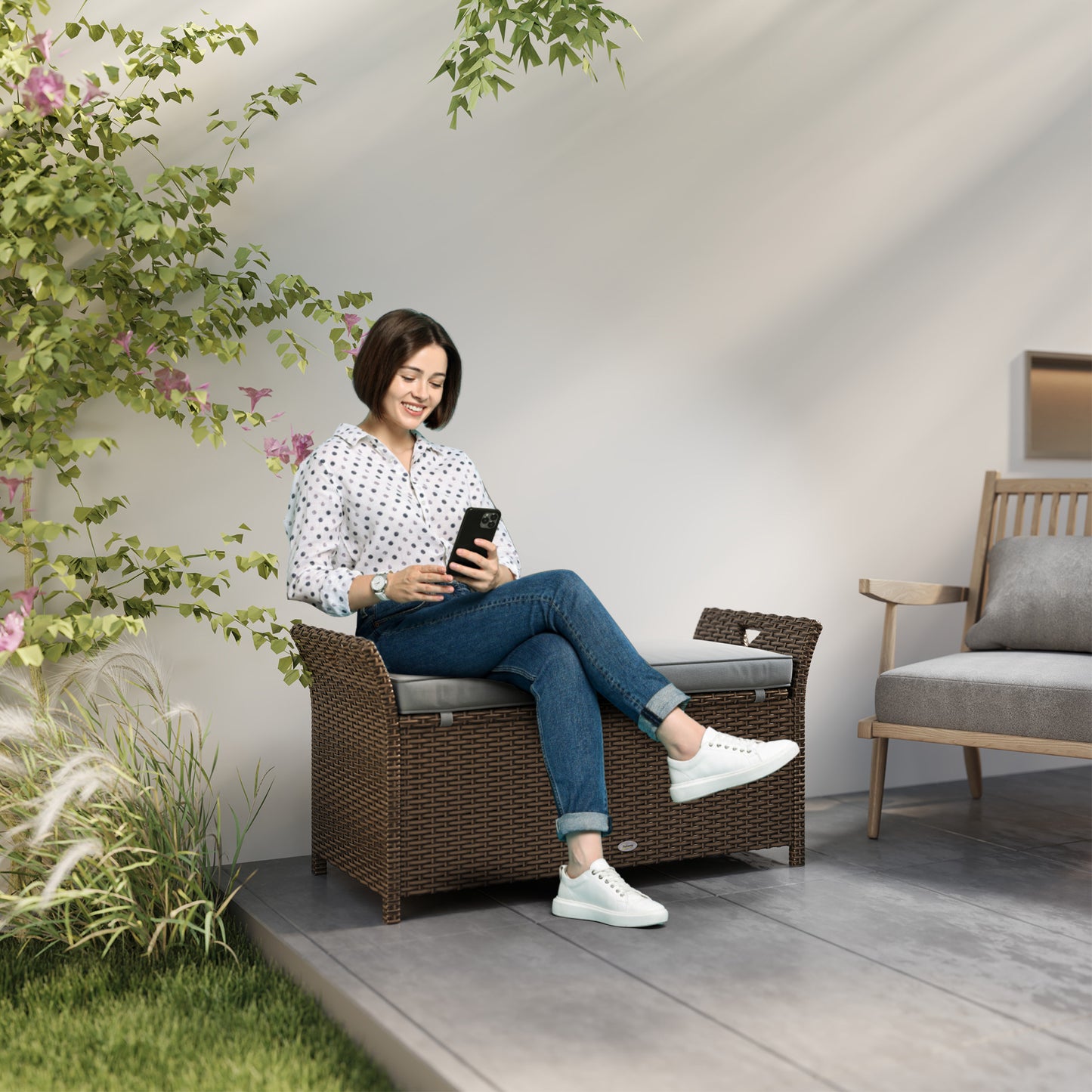 Banc coffre extérieur en rotin PE 111 L