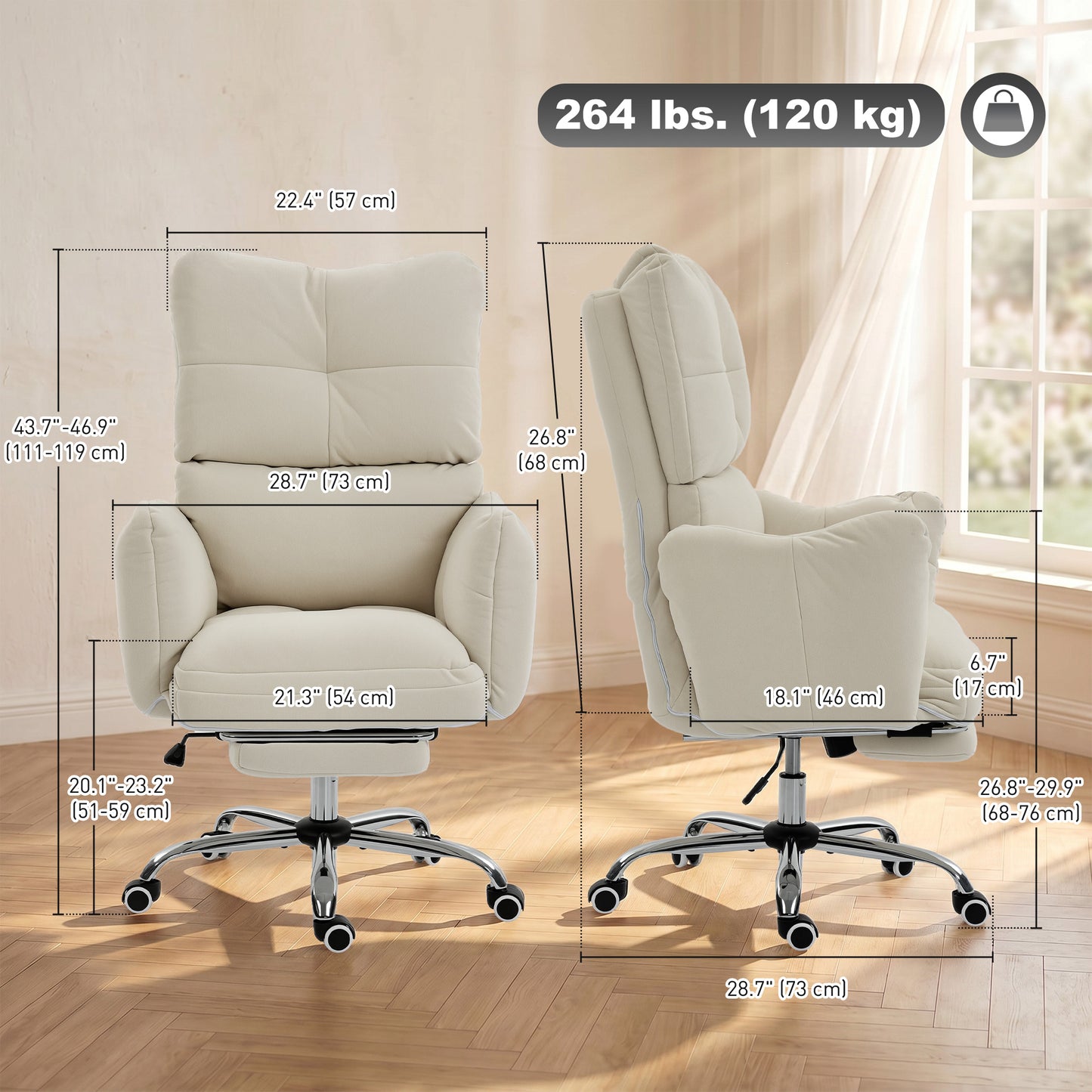 Chaise de bureau ergonomique inclinable avec repose-pieds