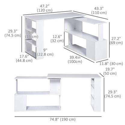 Bureau en L rotatif 360° avec rangement