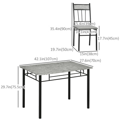 Ensemble salle à manger 5 pièces effet marbre pour 4