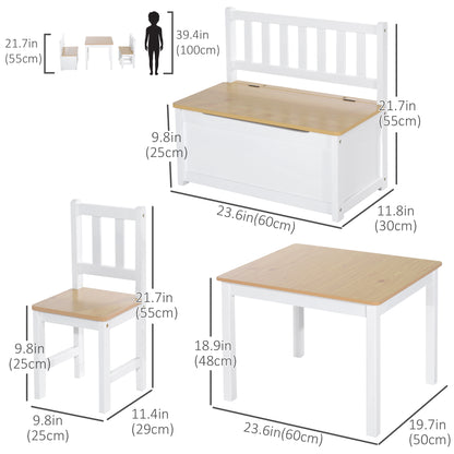Ensemble table et chaises pour enfants en bois — Lot de 4
