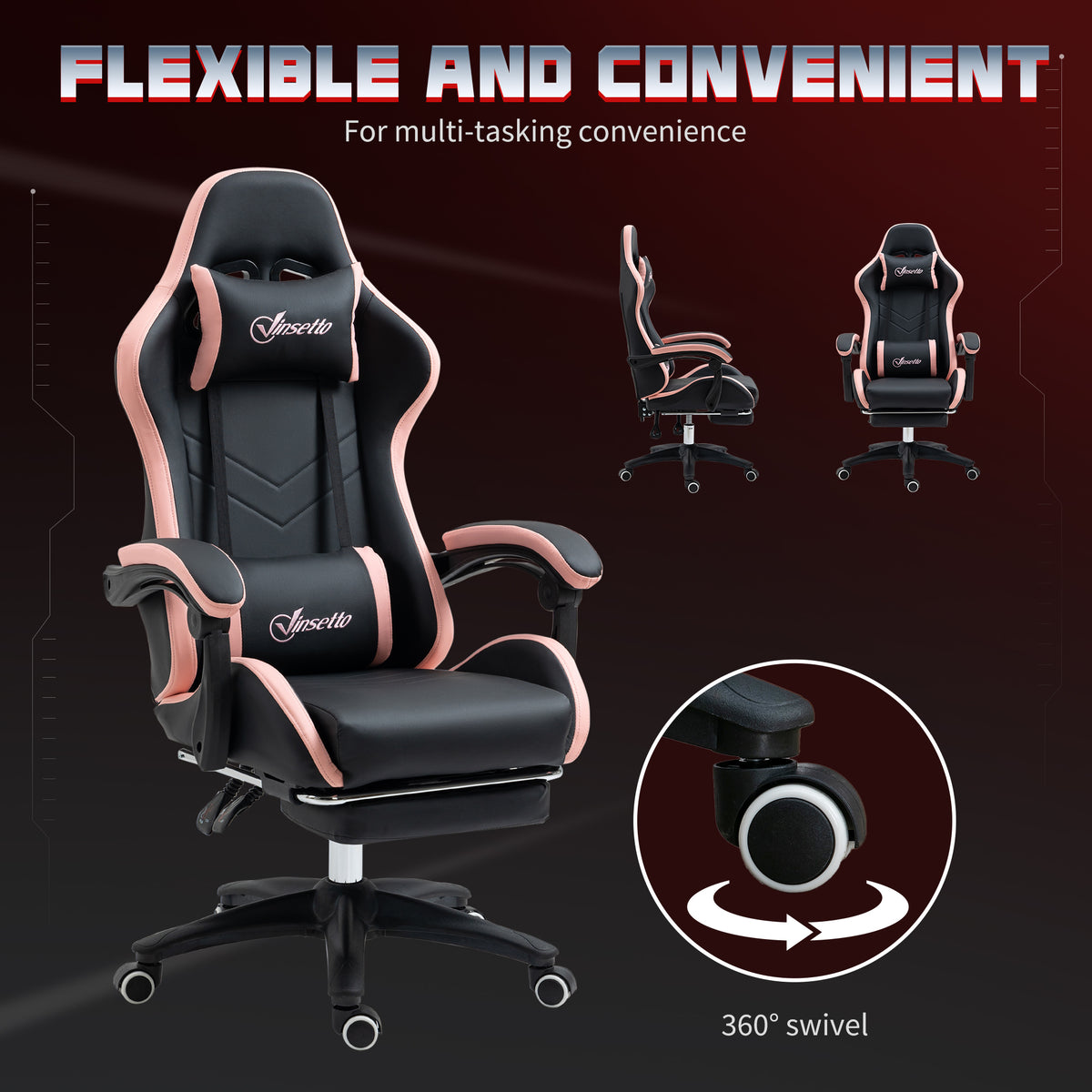 Chaise de gaming ergonomique en similicuir avec repose-pieds