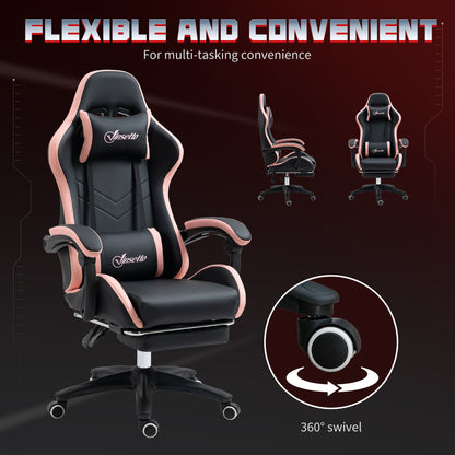 Chaise de gaming ergonomique en similicuir avec repose-pieds