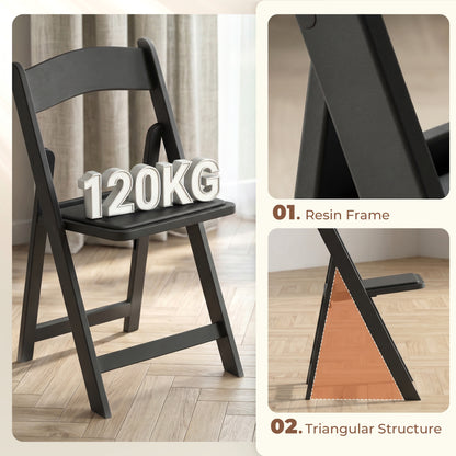 Chaises pliantes rembourrées en résine, lot de 4