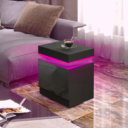 Table de nuit avec éclairage LED et 2 tiroirs