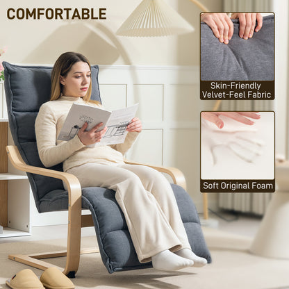 Fauteuil d'appoint velours avec repose-pieds intégré