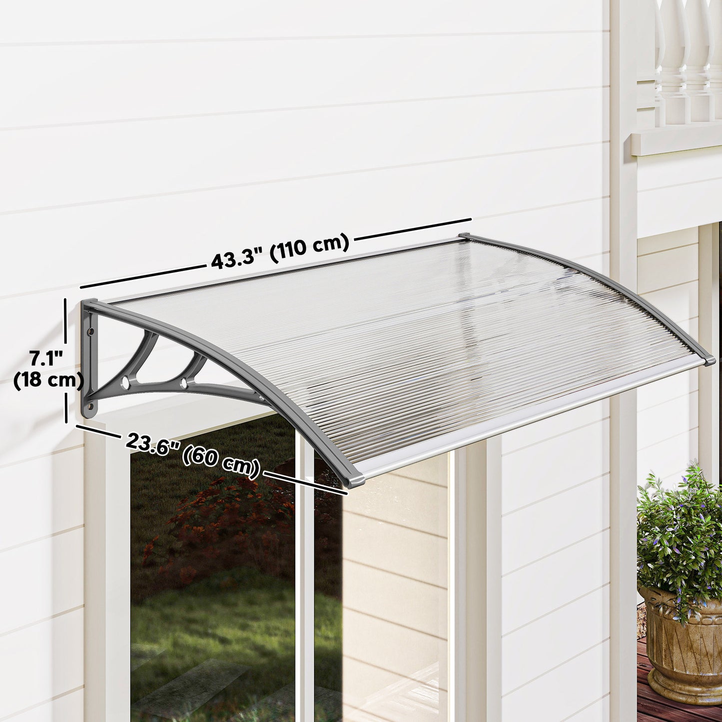 Auvent de porte en polycarbonate creux — Transparent
