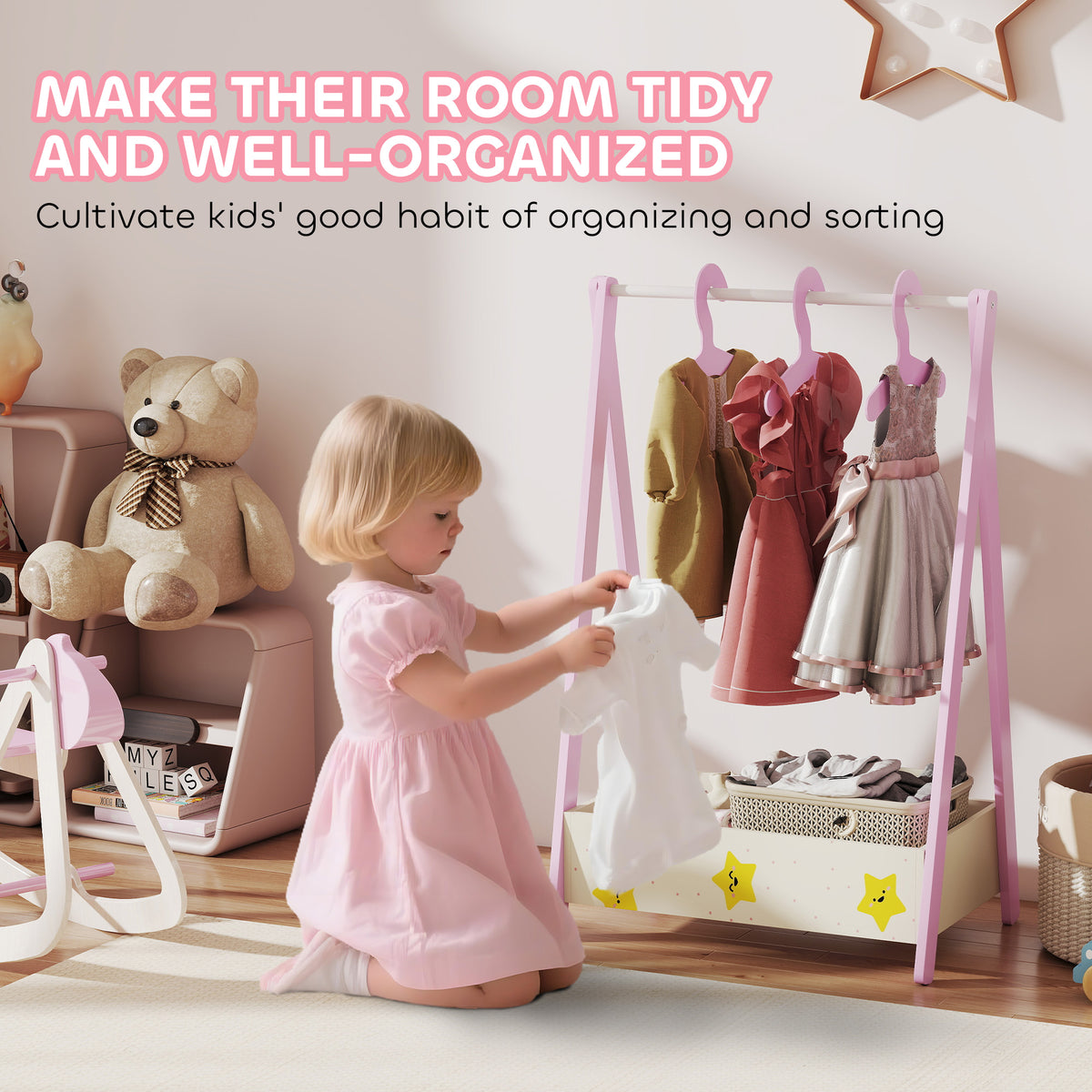 Penderie pour enfants avec étagère de rangement