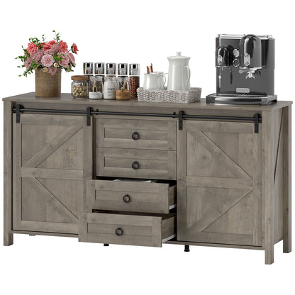 Meuble de buffet style fermette portes coulissantes 152 cm