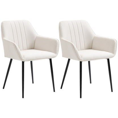 Chaises de salle à manger rembourrées en lin lot de 2