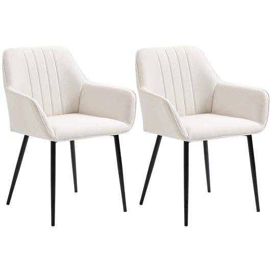 Chaises de salle à manger rembourrées en lin lot de 2