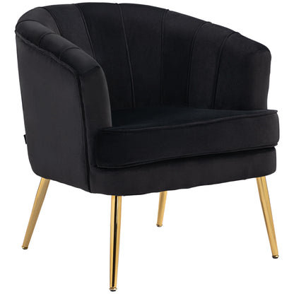 Fauteuil d'accent moderne avec pieds dorés en métal