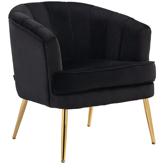Fauteuil d'Accent Moderne Aosom avec Pieds Dorés - Polyester