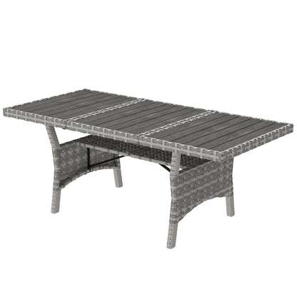 Table de patio à manger pour 6-8 personnes avec tablette