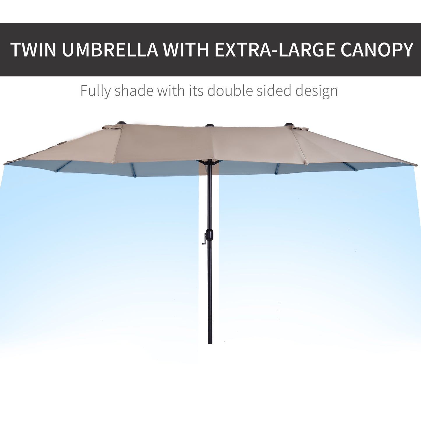 Parasol double face 4,6m avec manivelle acier