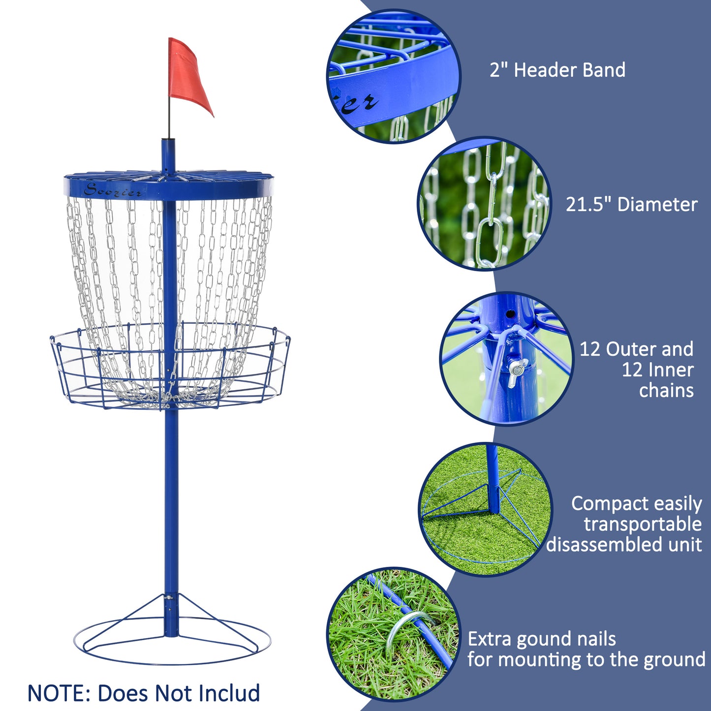 Panier de disc golf portable 24 chaînes avec sac