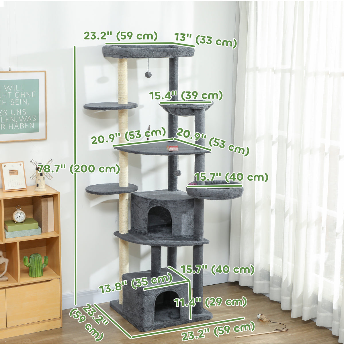 Arbre à chat géant multi-niveaux avec griffoirs et hamac