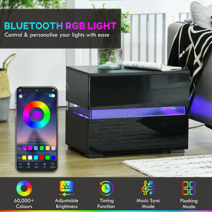 Table de chevet moderne avec éclairage LED RGB