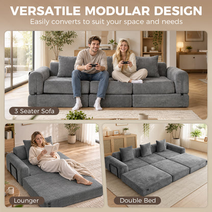 Canapé-lit modulaire pliant en chenille