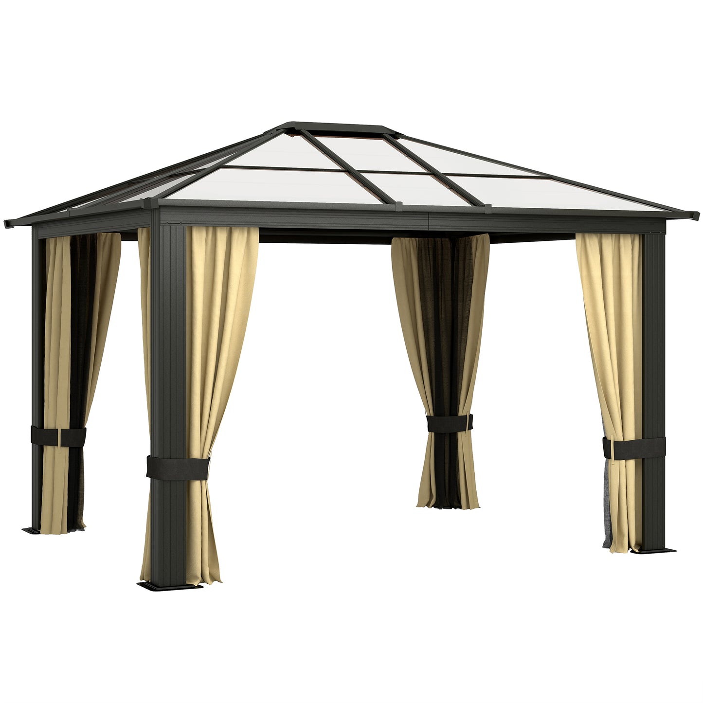 Gazebo à toit rigide polycarbonate 305 x 365 cm