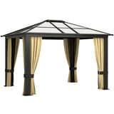 Gazebo à toit rigide polycarbonate 305 x 365 cm