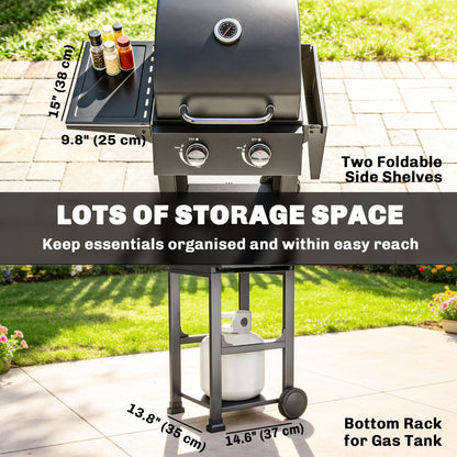 Barbecue au Propane 2 Brûleurs avec Roues 18 400 BTU