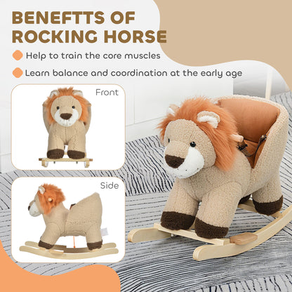 Cheval à bascule pour bébé lion en peluche